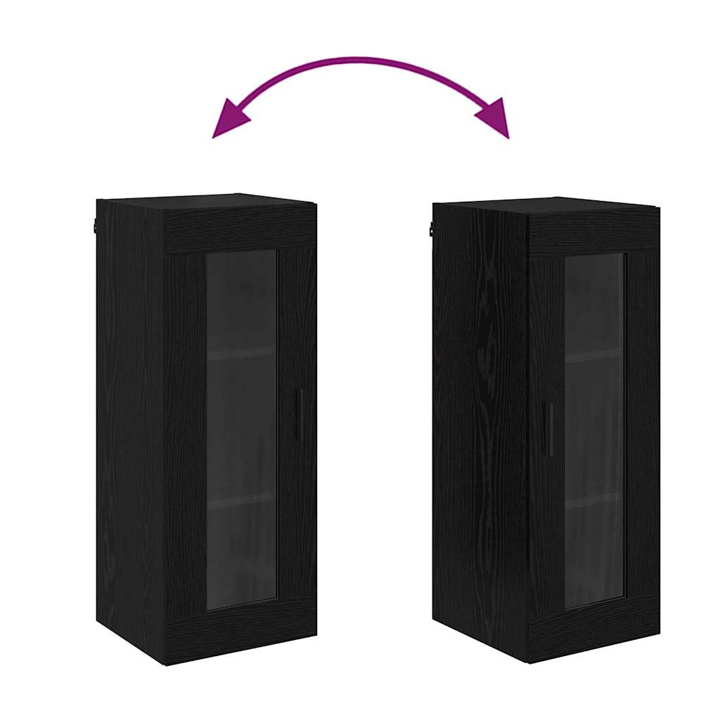 Wandkast Zwart Eiken 34,5 x 34 x 90 cm Geengineerd Hout en Glas is nu te koop bij PeponiXL, paradijselijk wonen!