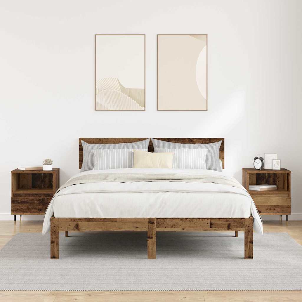 Nachtkastje met lade 2 pcs Oudhout 40 x 35 x 50 cm Bewerkt hout is nu te koop bij PeponiXL, paradijselijk wonen!