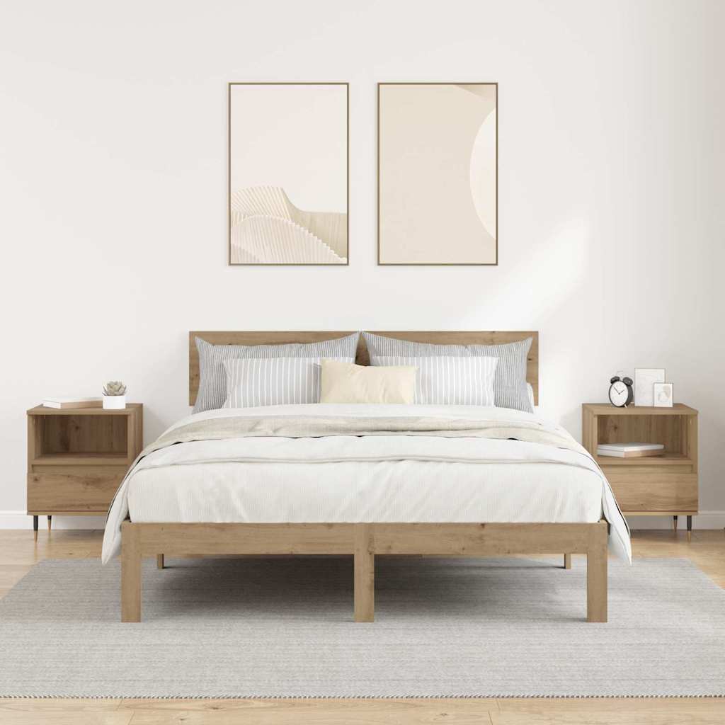 Nachtkastje 2 pcs Artisan Eiken 40 x 35 x 50 cm Bewerkt hout is nu te koop bij PeponiXL, paradijselijk wonen!