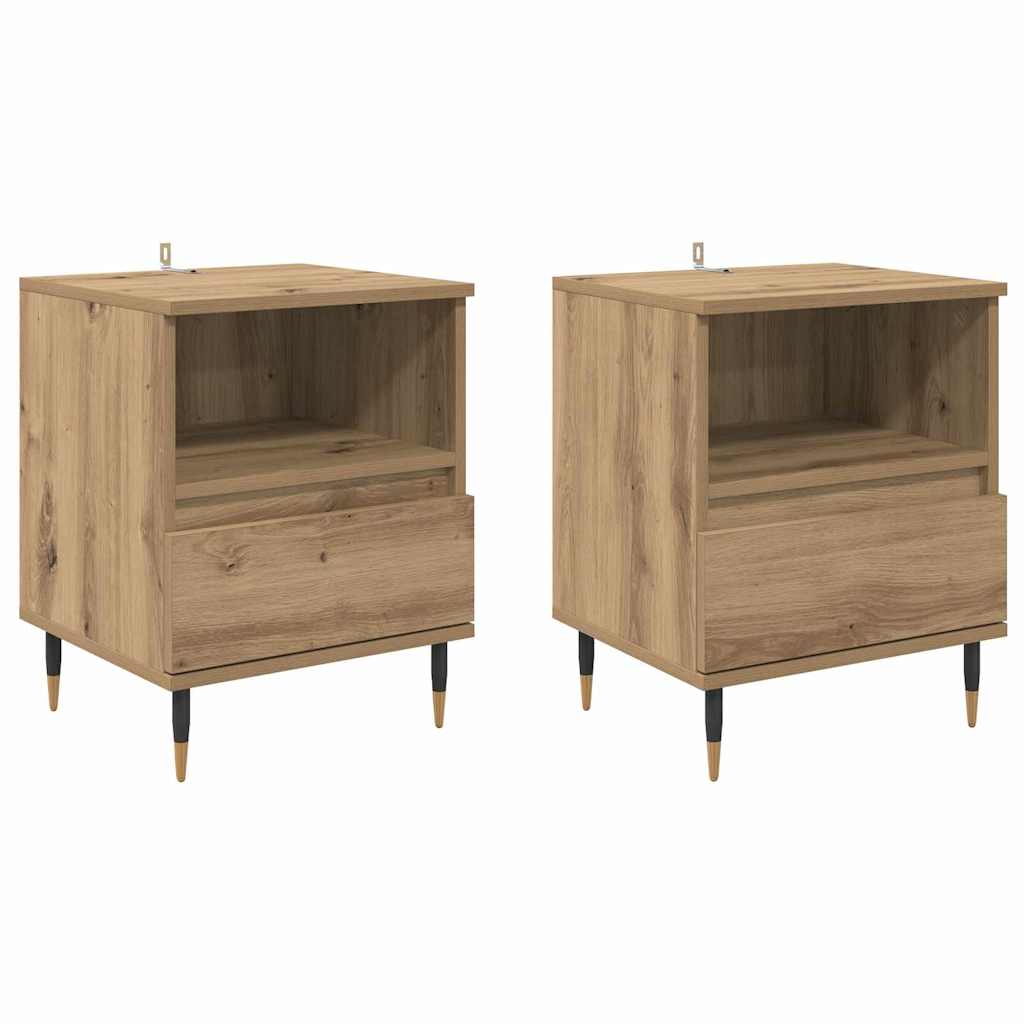Nachtkastje 2 pcs Artisan Eiken 40 x 35 x 50 cm Bewerkt hout is nu te koop bij PeponiXL, paradijselijk wonen!