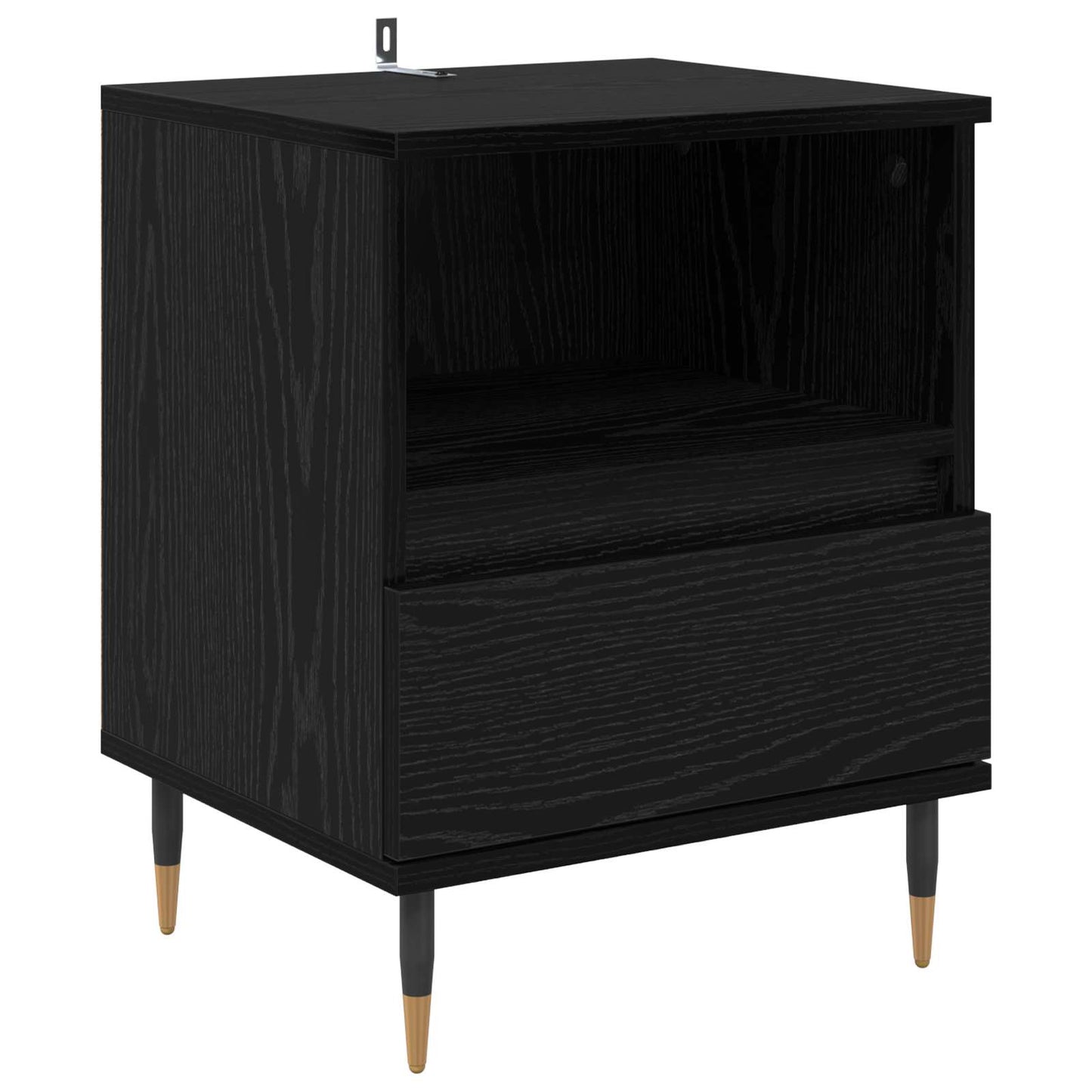 Nachtkastje met lade Zwart Eiken 40 x 35 x 50 cm Bewerkt hout is nu te koop bij PeponiXL, paradijselijk wonen!