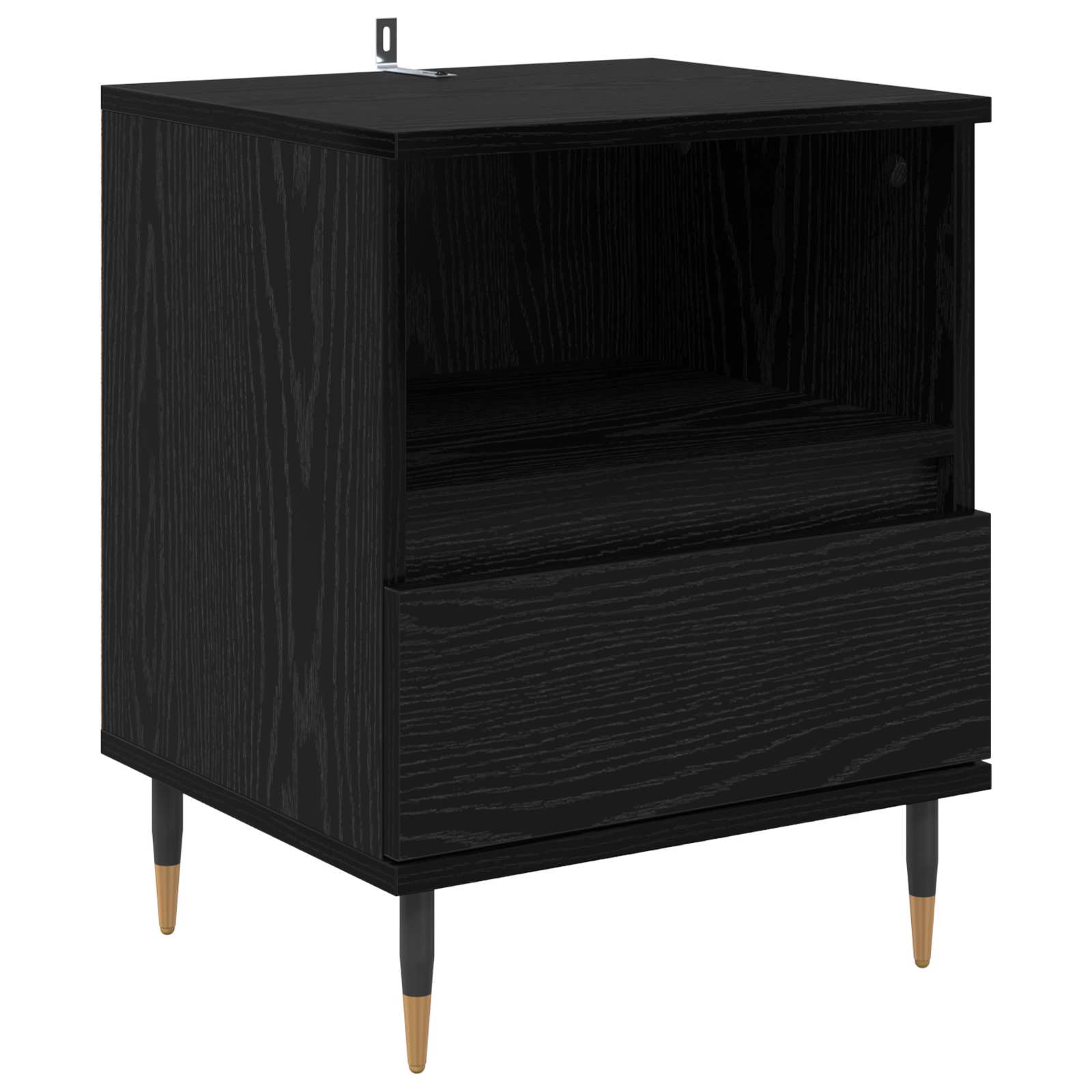 Nachtkastje met lade Zwart Eiken 40 x 35 x 50 cm Bewerkt hout is nu te koop bij PeponiXL, paradijselijk wonen!