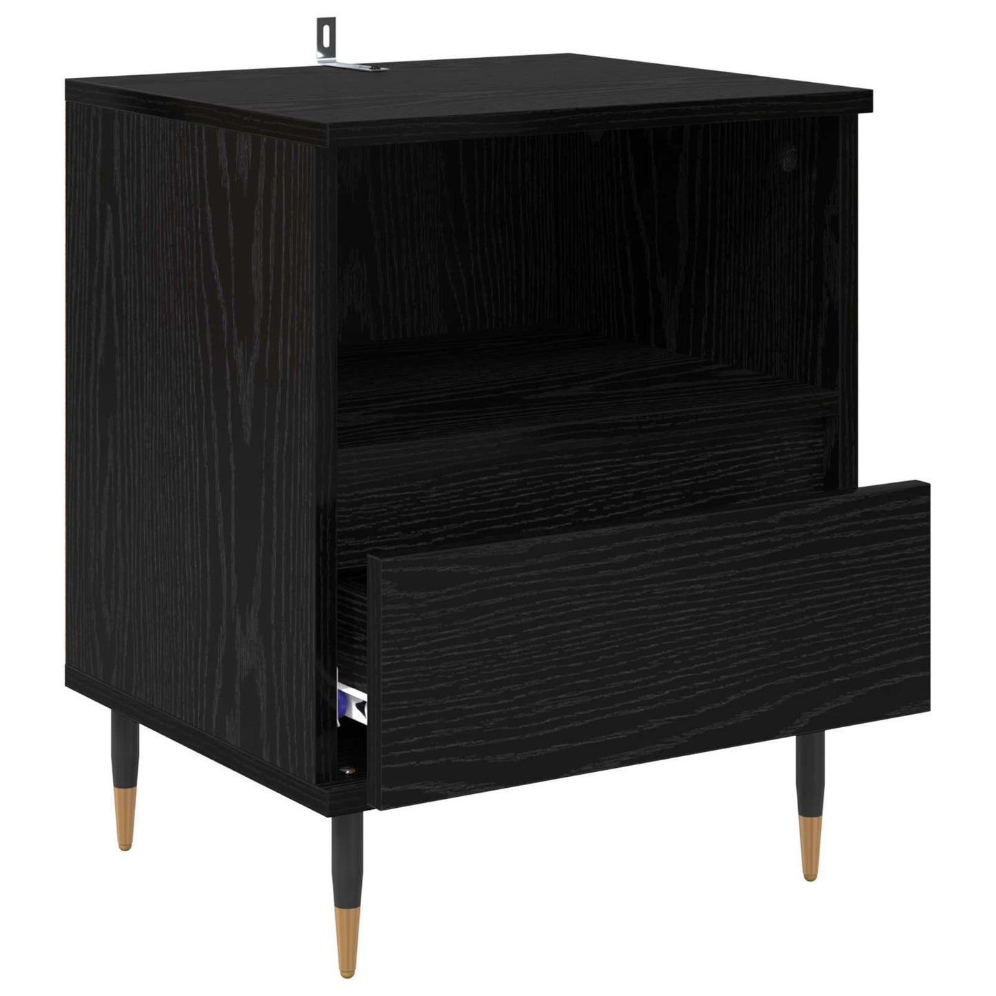 Nachtkastje met lade Zwart Eiken 40 x 35 x 50 cm Bewerkt hout is nu te koop bij PeponiXL, paradijselijk wonen!