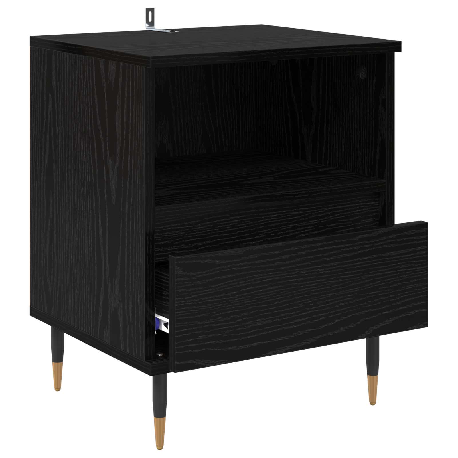 Nachtkastje met lade Zwart Eiken 40 x 35 x 50 cm Bewerkt hout is nu te koop bij PeponiXL, paradijselijk wonen!