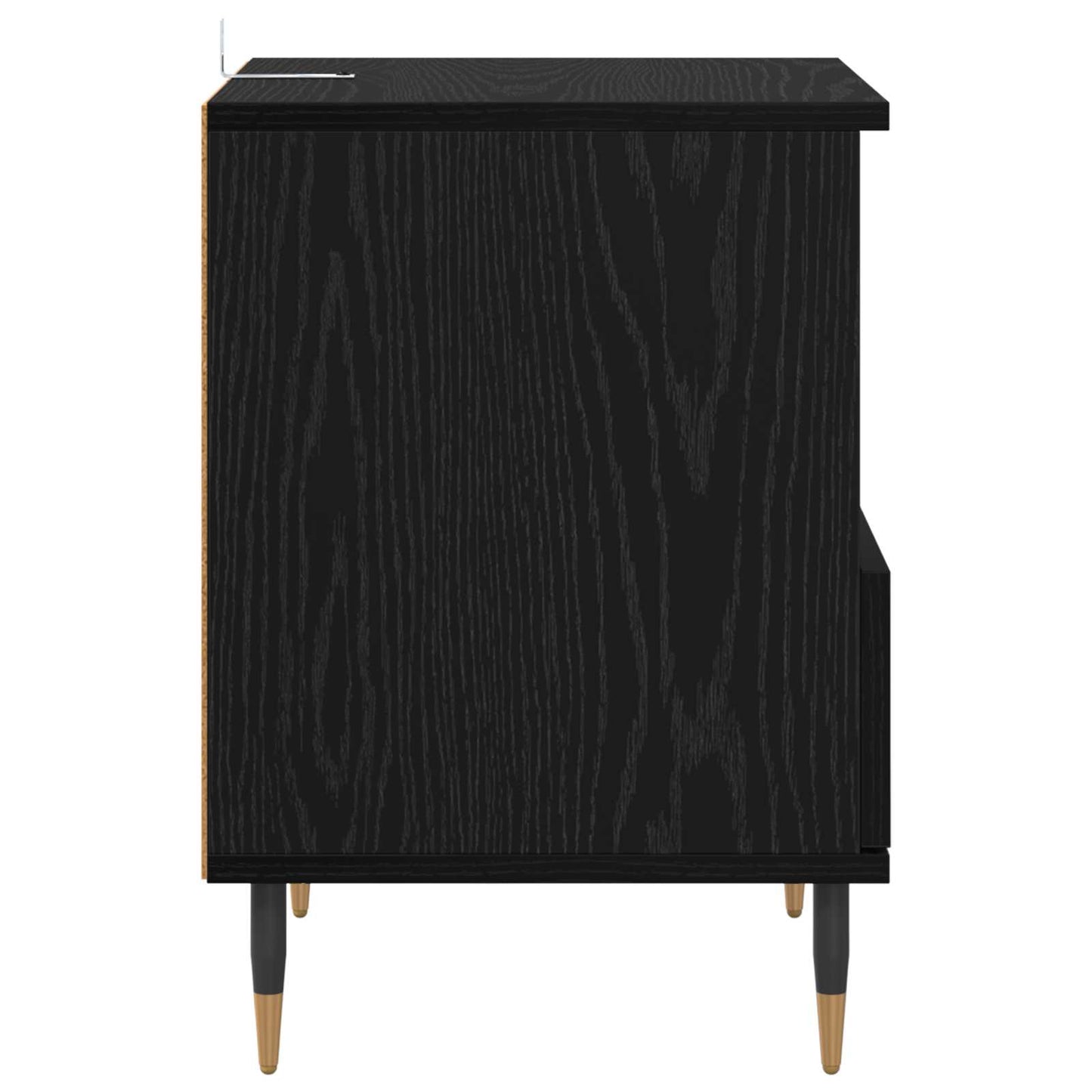 Nachtkastje met lade Zwart Eiken 40 x 35 x 50 cm Bewerkt hout is nu te koop bij PeponiXL, paradijselijk wonen!