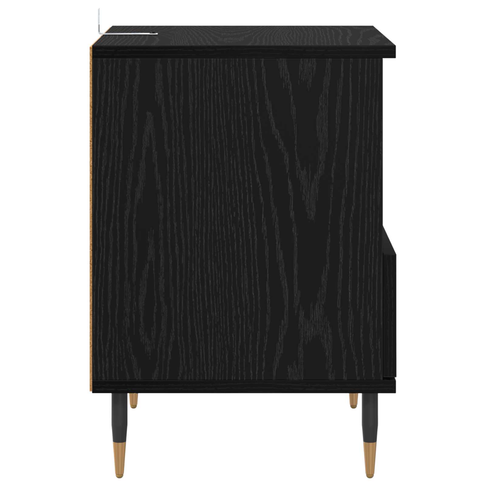 Nachtkastje met lade Zwart Eiken 40 x 35 x 50 cm Bewerkt hout is nu te koop bij PeponiXL, paradijselijk wonen!