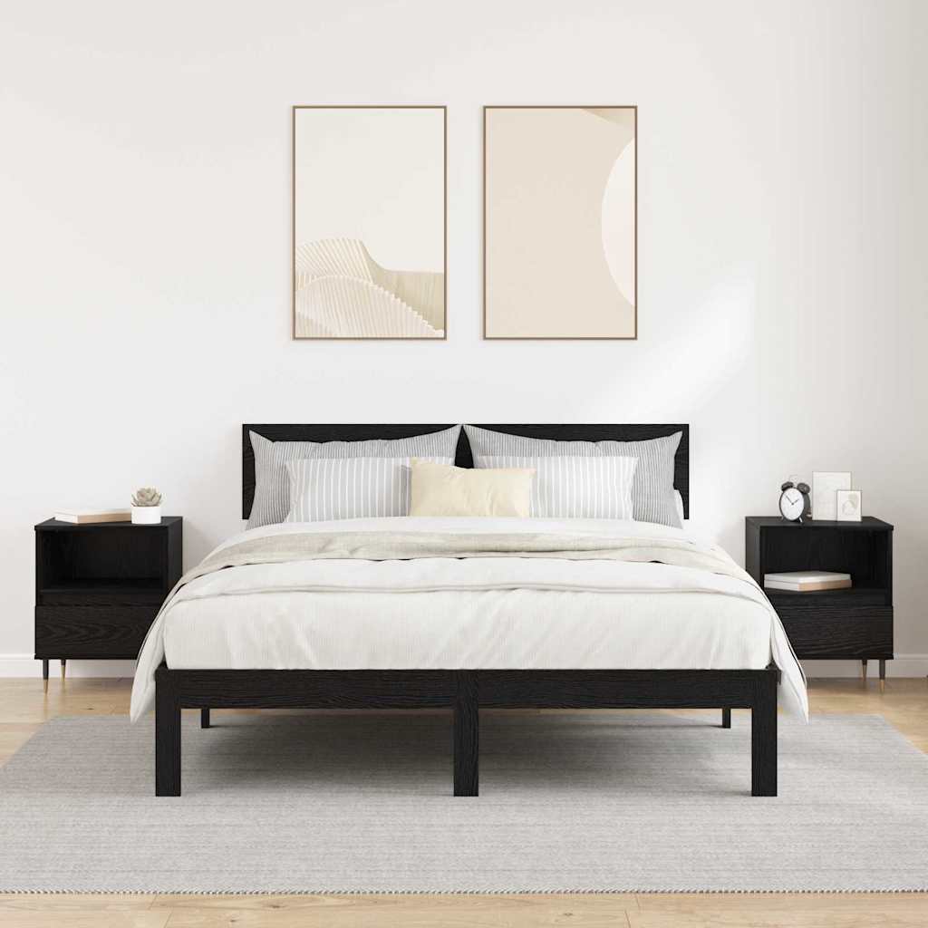 Nachtkastje 2 pcs Zwart Eiken 40 x 35 x 50 cm Bewerkt hout is nu te koop bij PeponiXL, paradijselijk wonen!