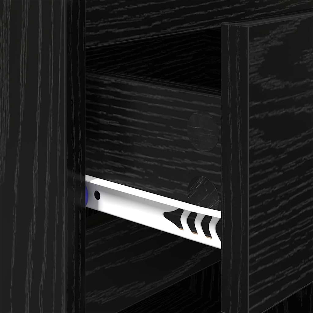 Nachtkastje 2 pcs Zwart Eiken 40 x 35 x 50 cm Bewerkt hout is nu te koop bij PeponiXL, paradijselijk wonen!