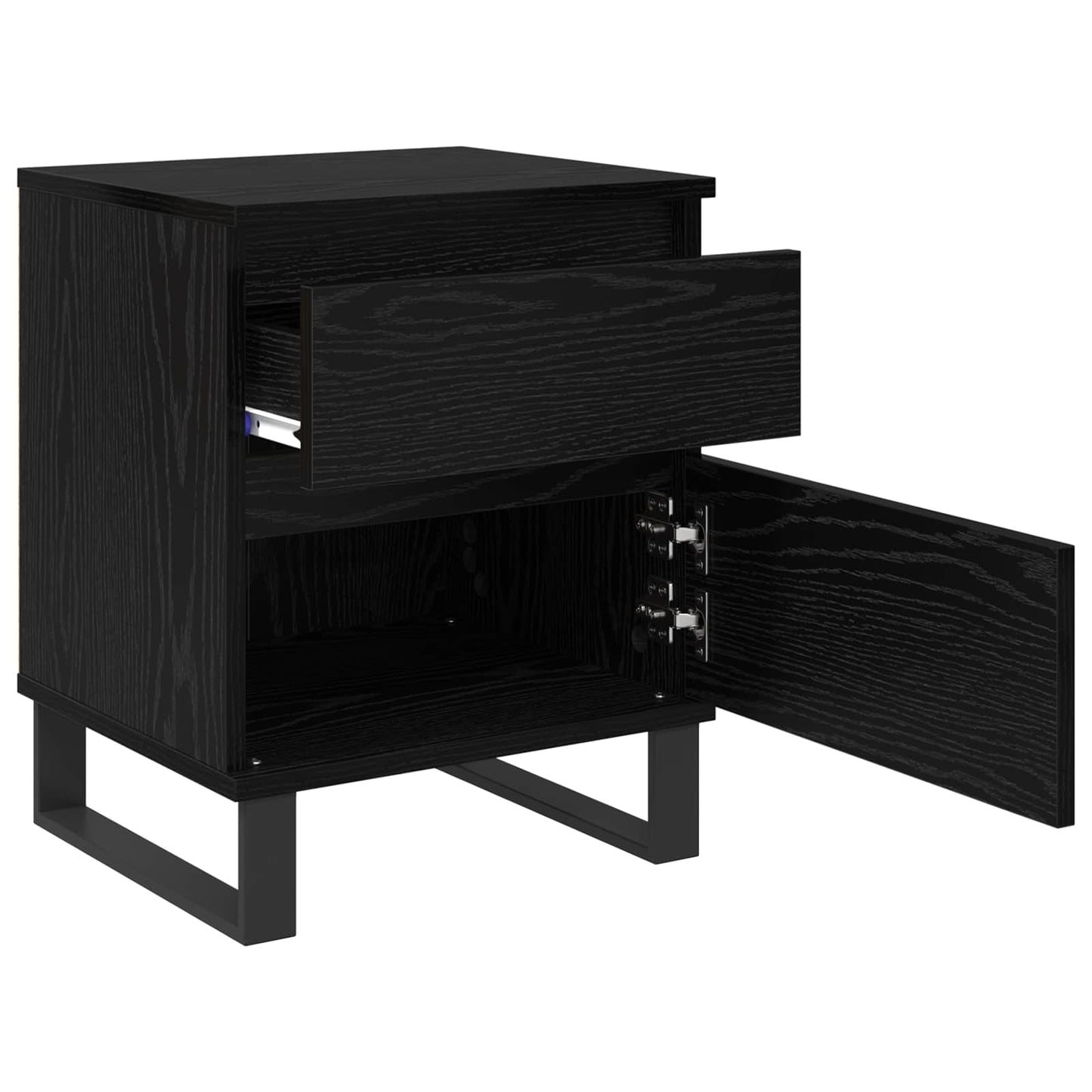 Nachtkastje 2 pcs Zwart Eiken 40 x 35 x 50 cm Bewerkt hout is nu te koop bij PeponiXL, paradijselijk wonen!