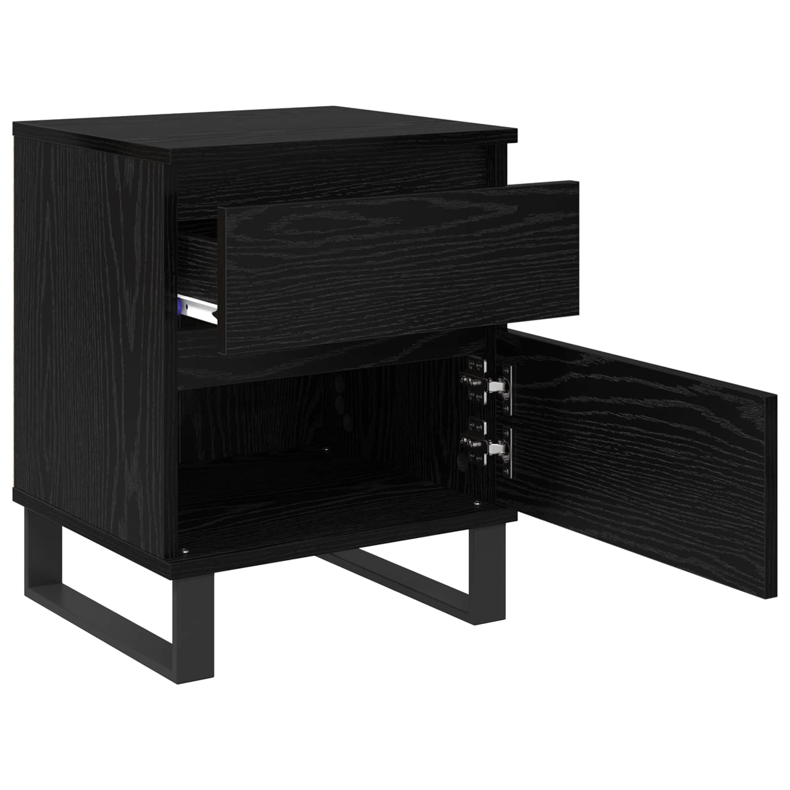 Nachtkastje 2 pcs Zwart Eiken 40 x 35 x 50 cm Bewerkt hout is nu te koop bij PeponiXL, paradijselijk wonen!