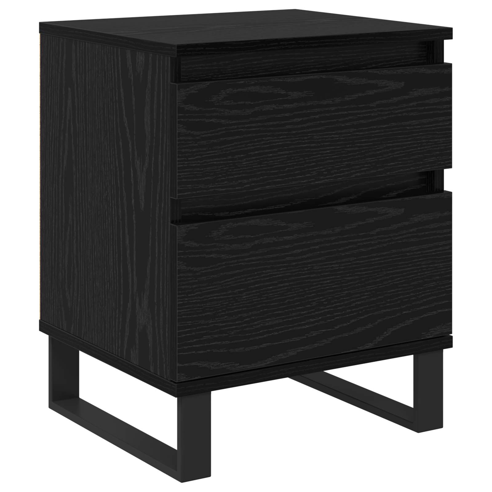 Nachtkastje 2 pcs Zwart Eiken 40 x 35 x 50 cm Bewerkt hout is nu te koop bij PeponiXL, paradijselijk wonen!