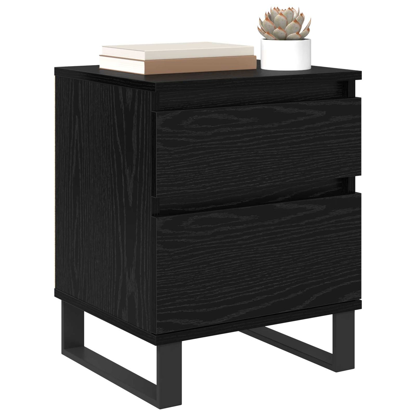 Nachtkastje 2 pcs Zwart Eiken 40 x 35 x 50 cm Bewerkt hout is nu te koop bij PeponiXL, paradijselijk wonen!