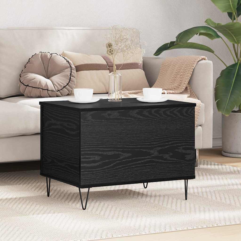 Salontafel Zwart Eiken 60 x 44,5 x 45 cm Bewerkt hout is nu te koop bij PeponiXL, paradijselijk wonen!