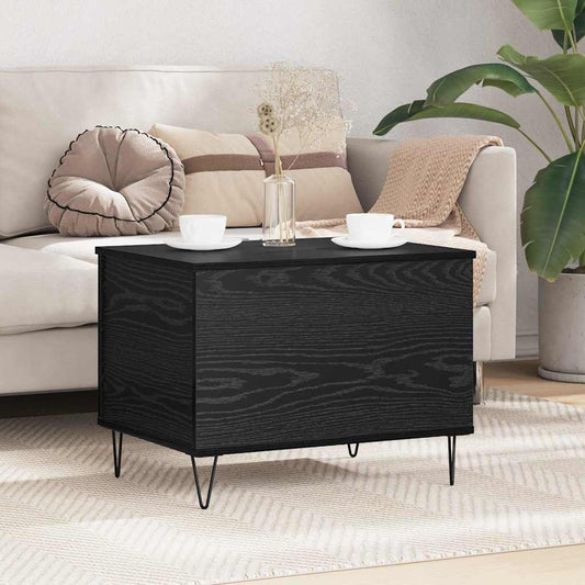 Salontafel Zwart Eiken 60 x 44,5 x 45 cm Bewerkt hout is nu te koop bij PeponiXL, paradijselijk wonen!