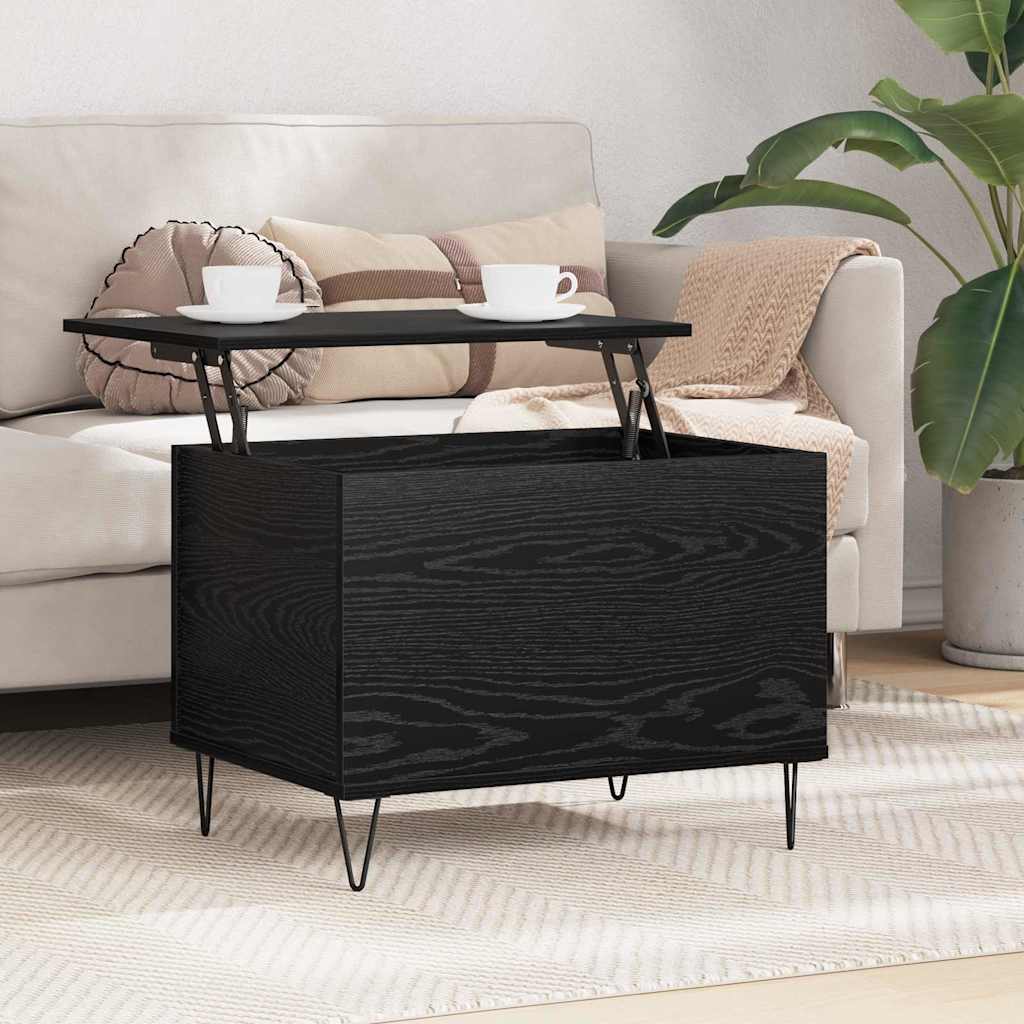 Salontafel Zwart Eiken 60 x 44,5 x 45 cm Bewerkt hout is nu te koop bij PeponiXL, paradijselijk wonen!