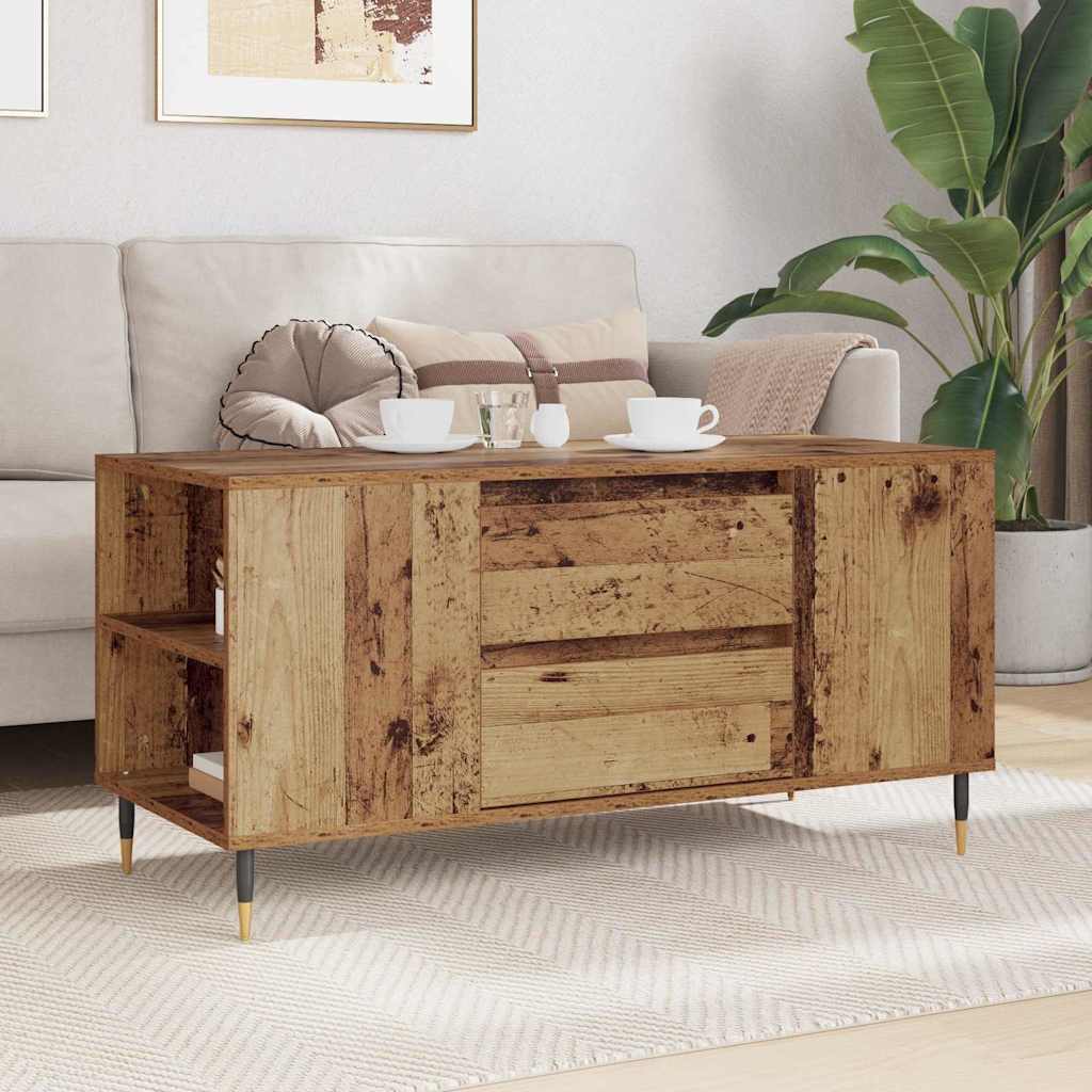 Salontafel met lade Oud Hout 102 x 44,5 x 50 cm Bewerkt hout is nu te koop bij PeponiXL, paradijselijk wonen!