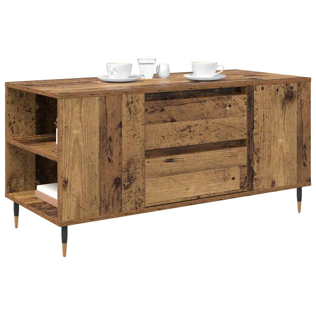 Salontafel met lade Oud Hout 102 x 44,5 x 50 cm Bewerkt hout is nu te koop bij PeponiXL, paradijselijk wonen!