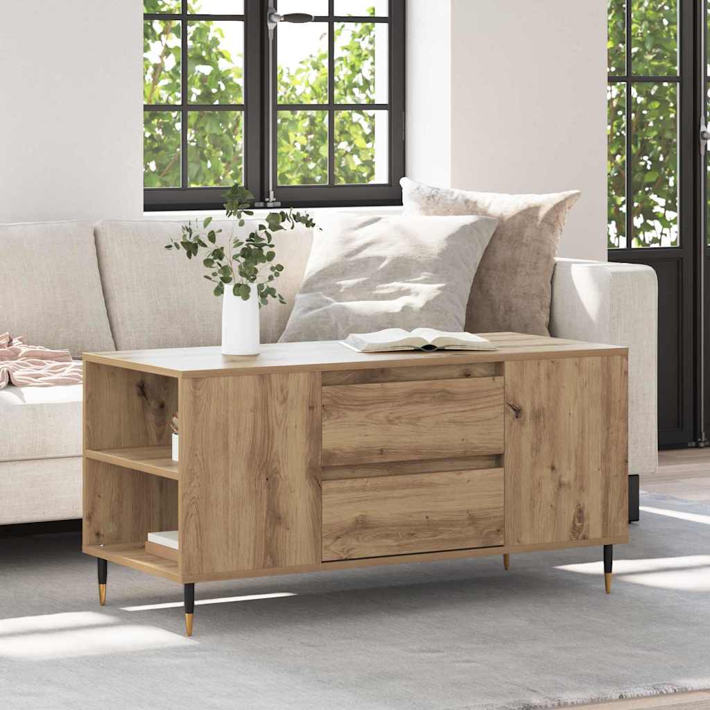 Salontafel Artisan Eiken 102 x 44,5 x 50 cm Bewerkt hout is nu te koop bij PeponiXL, paradijselijk wonen!