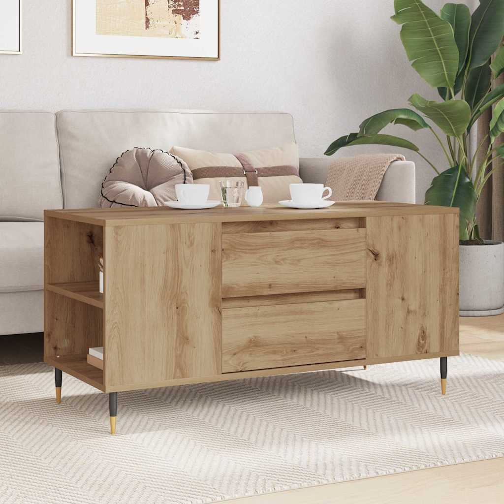 Salontafel Artisan Eiken 102 x 44,5 x 50 cm Bewerkt hout is nu te koop bij PeponiXL, paradijselijk wonen!