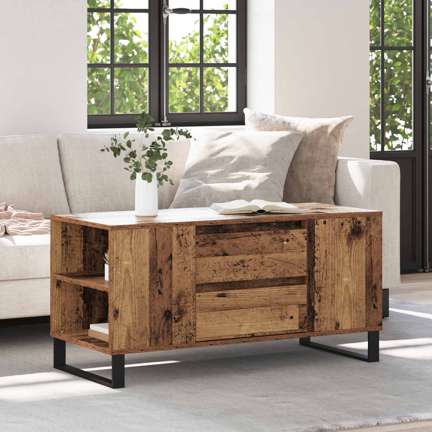 Salontafel Oud Hout 102 x 44,5 x 50 cm Bewerkt hout is nu te koop bij PeponiXL, paradijselijk wonen!