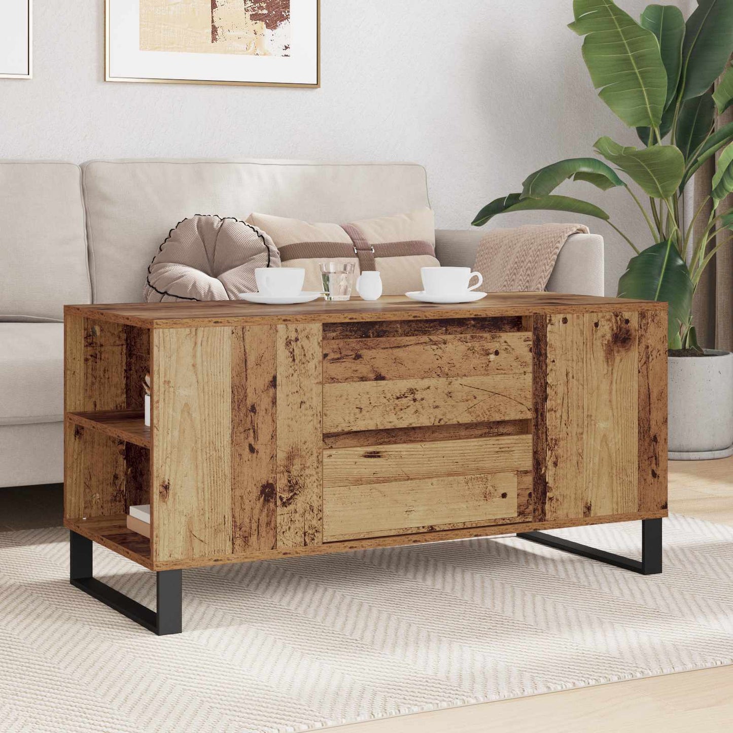 Salontafel Oud Hout 102 x 44,5 x 50 cm Bewerkt hout is nu te koop bij PeponiXL, paradijselijk wonen!