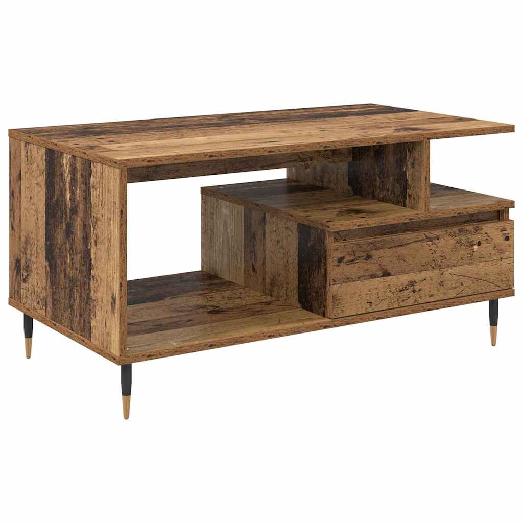 Salontafel met lade Oudhout 90 x 49 x 45 cm Bewerkt hout is nu te koop bij PeponiXL, paradijselijk wonen!