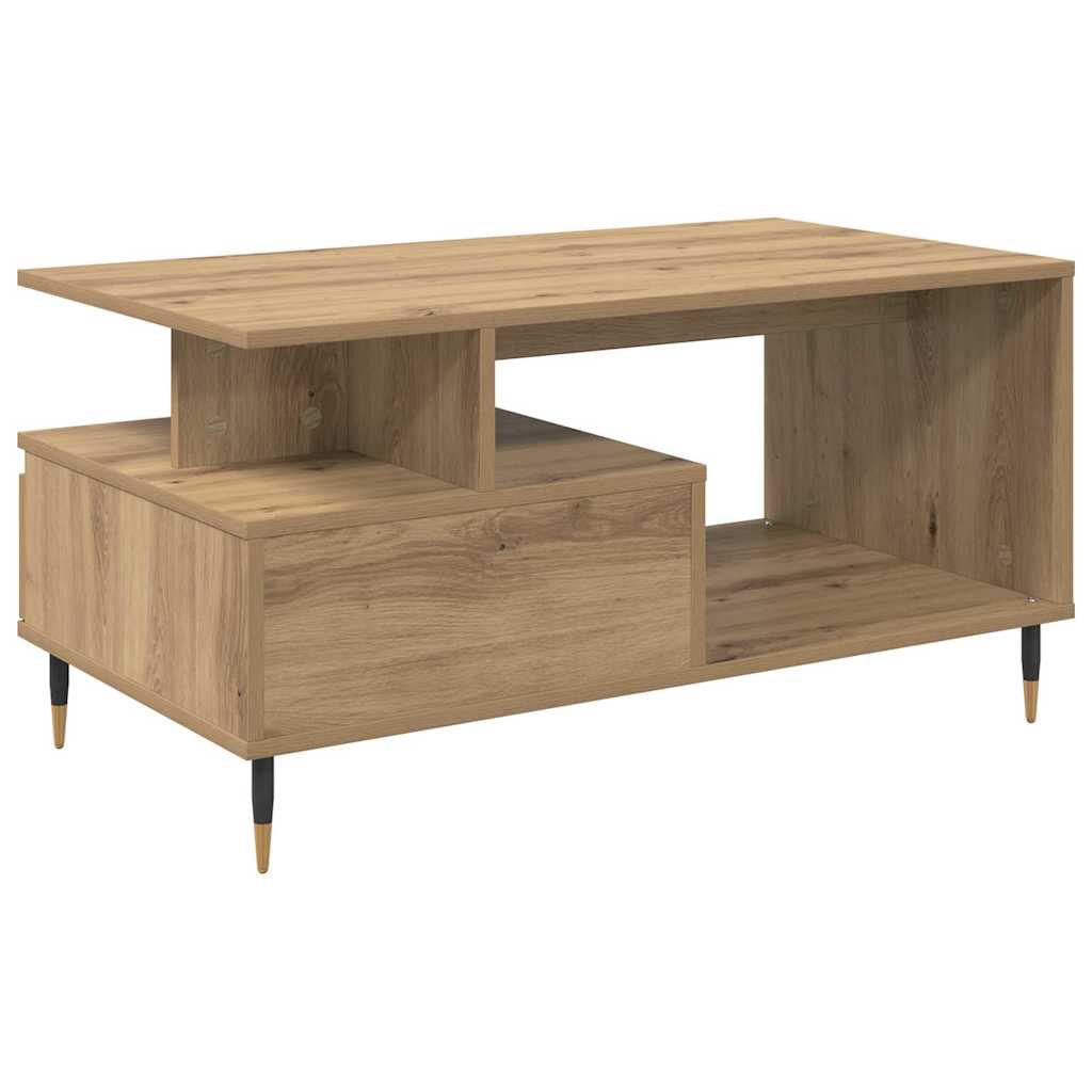 Salontafel met lade Artisan Eiken 90 x 49 x 45 cm Bewerkt hout is nu te koop bij PeponiXL, paradijselijk wonen!