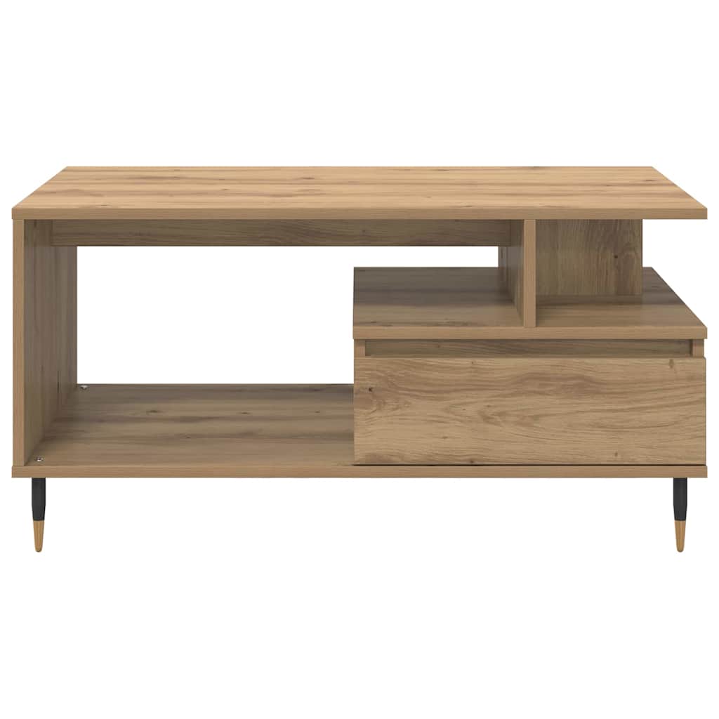 Salontafel met lade Artisan Eiken 90 x 49 x 45 cm Bewerkt hout is nu te koop bij PeponiXL, paradijselijk wonen!