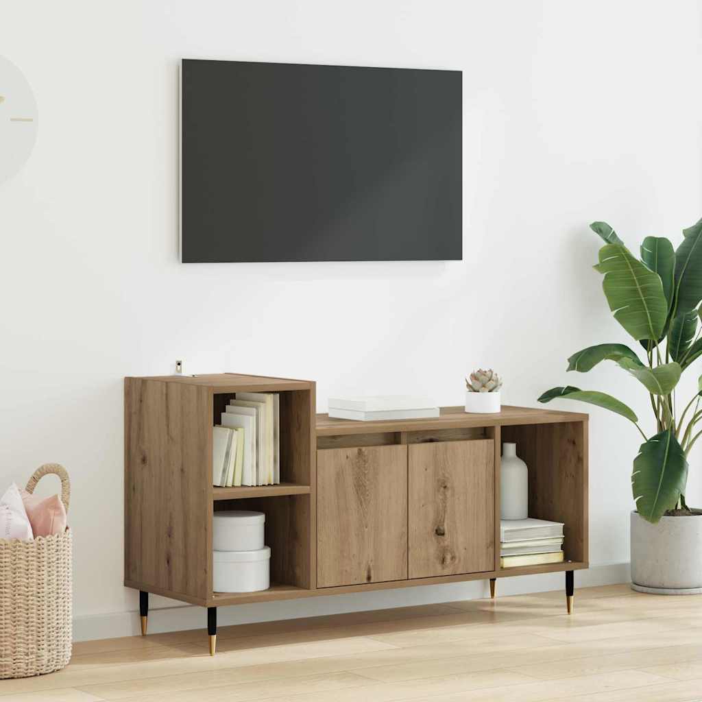 TV-kast Artisan Eiken 100 x 35 x 55 cm Bewerkt hout is nu te koop bij PeponiXL, paradijselijk wonen!