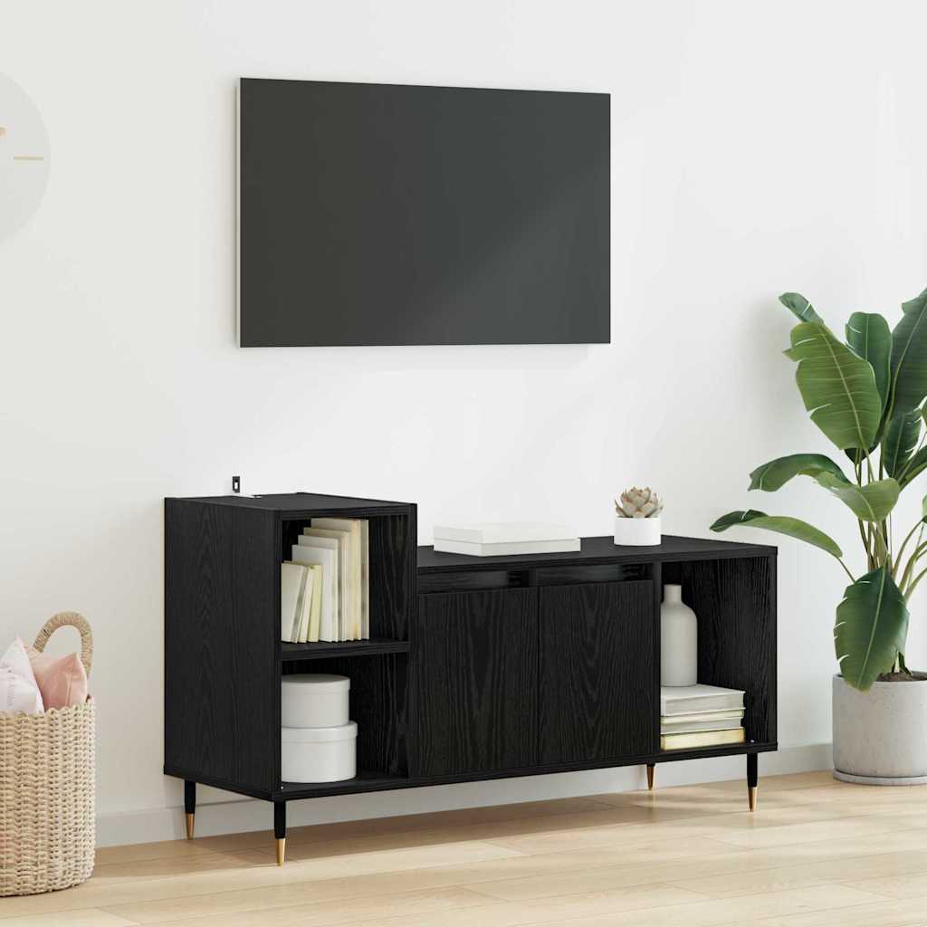TV-kast Zwart Eiken 100 x 35 x 55 cm Bewerkt hout is nu te koop bij PeponiXL, paradijselijk wonen!