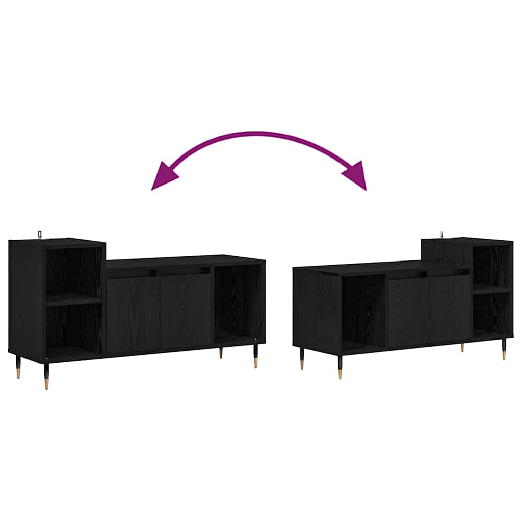 TV-kast Zwart Eiken 100 x 35 x 55 cm Bewerkt hout is nu te koop bij PeponiXL, paradijselijk wonen!