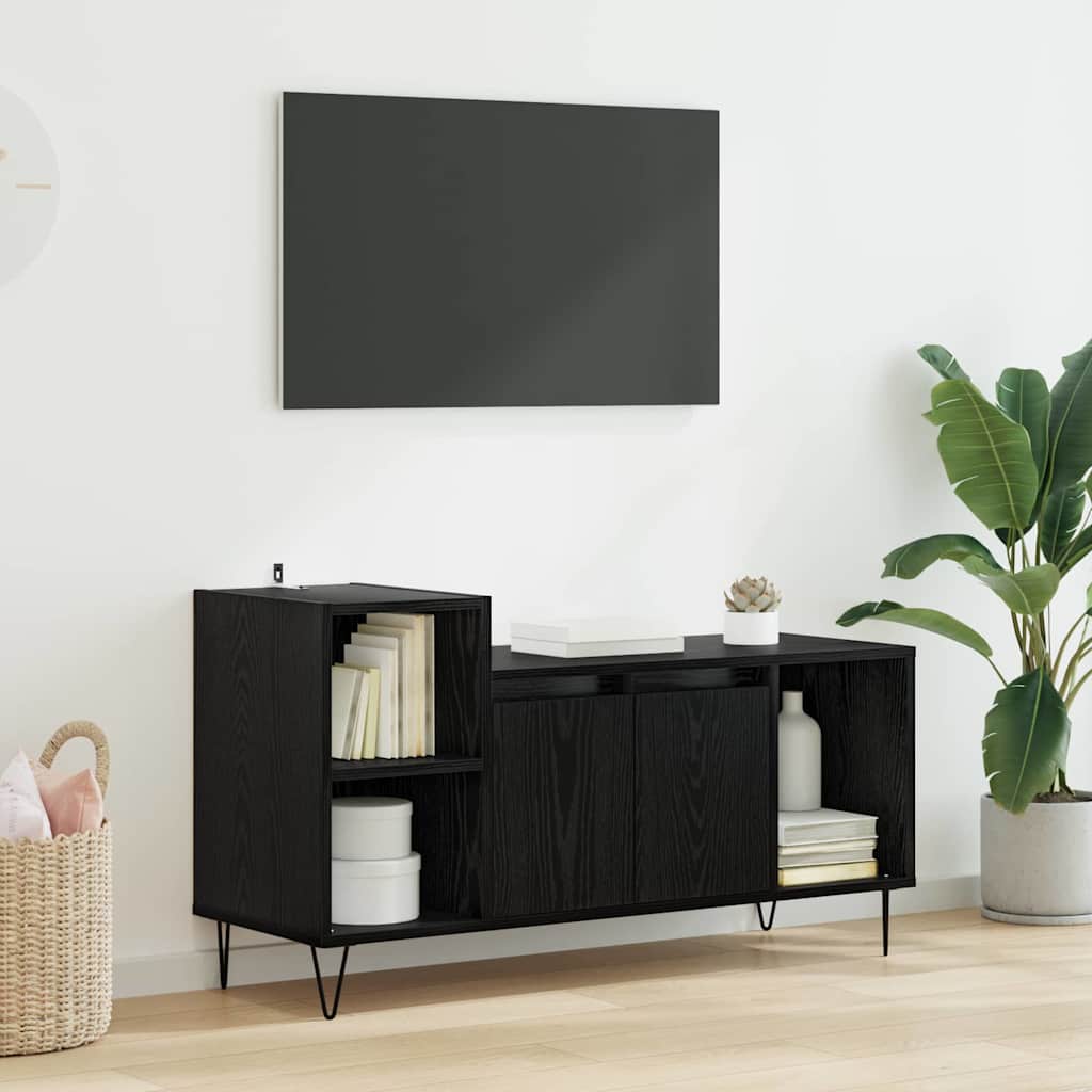 TV-kast Zwart Eiken 100 x 35 x 55 cm Bewerkt hout is nu te koop bij PeponiXL, paradijselijk wonen!