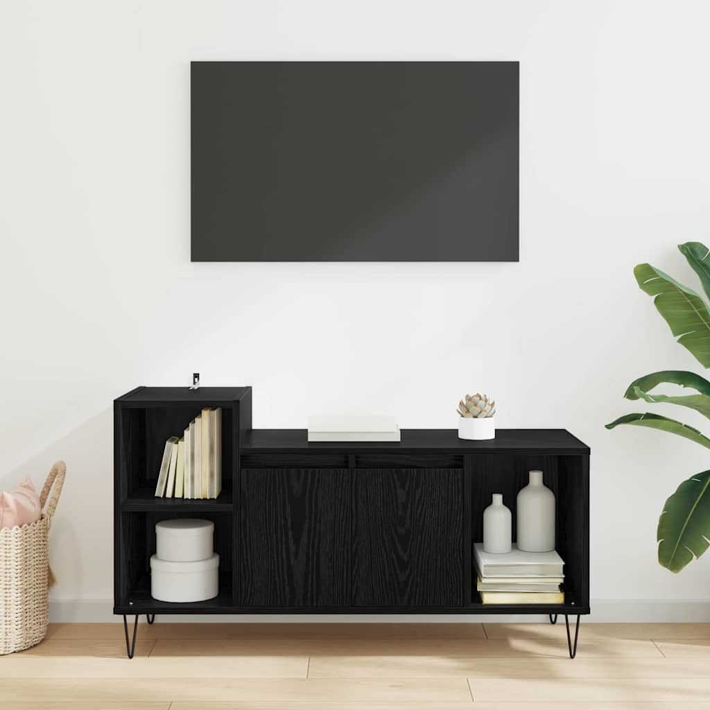 TV-kast Zwart Eiken 100 x 35 x 55 cm Bewerkt hout is nu te koop bij PeponiXL, paradijselijk wonen!