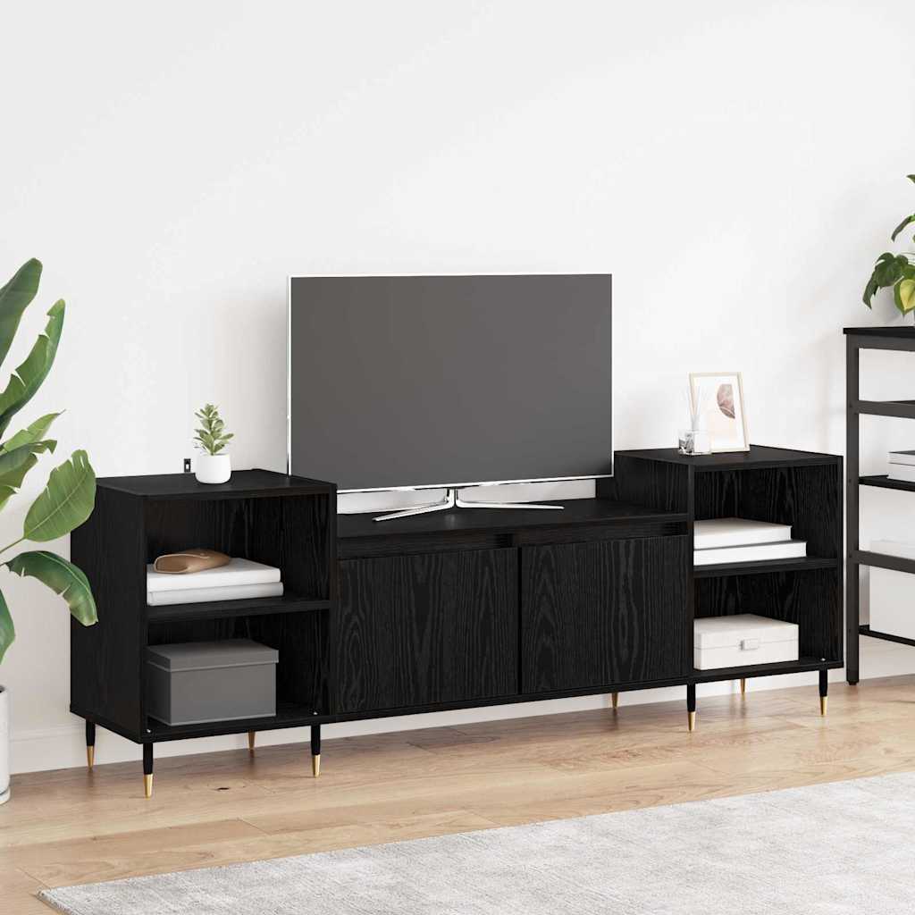 TV-kast Zwart Eiken 160 x 35 x 55 cm Bewerkt hout is nu te koop bij PeponiXL, paradijselijk wonen!