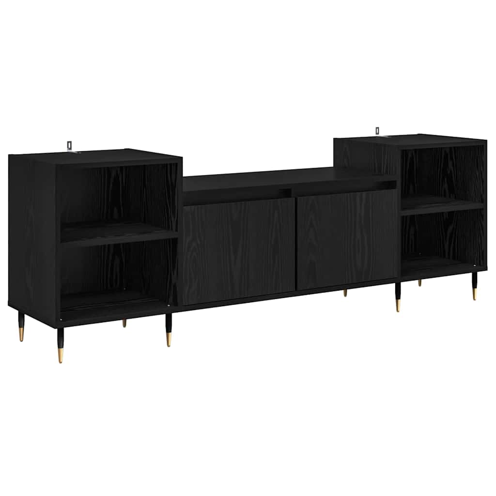 TV-kast Zwart Eiken 160 x 35 x 55 cm Bewerkt hout is nu te koop bij PeponiXL, paradijselijk wonen!
