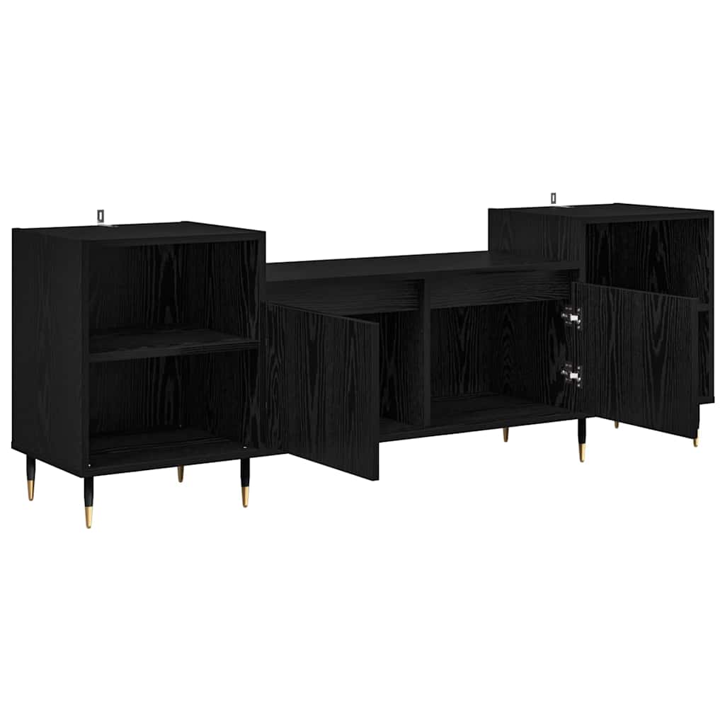 TV-kast Zwart Eiken 160 x 35 x 55 cm Bewerkt hout is nu te koop bij PeponiXL, paradijselijk wonen!