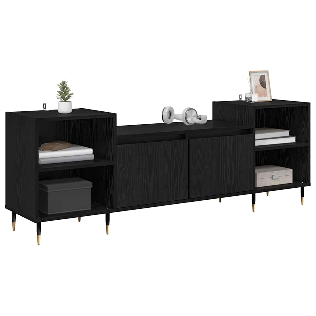 TV-kast Zwart Eiken 160 x 35 x 55 cm Bewerkt hout is nu te koop bij PeponiXL, paradijselijk wonen!