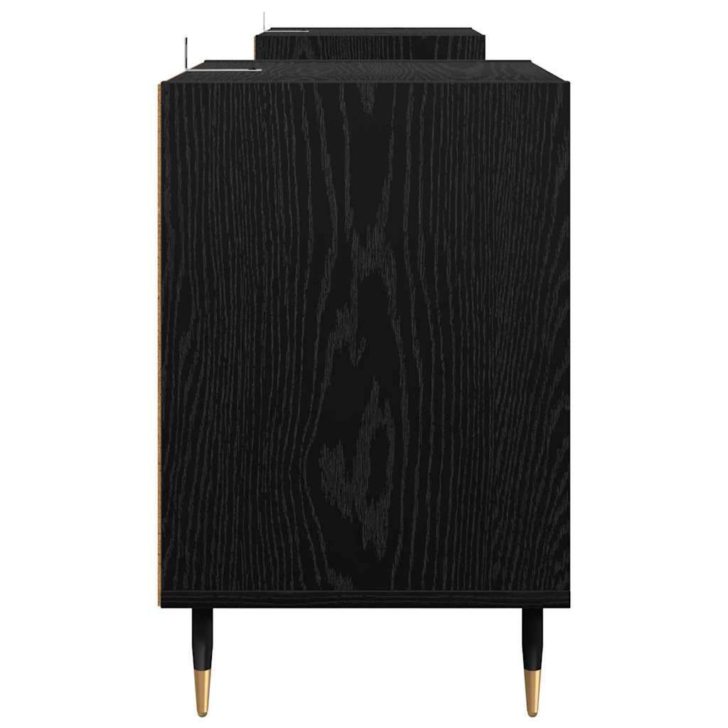 TV-kast Zwart Eiken 160 x 35 x 55 cm Bewerkt hout is nu te koop bij PeponiXL, paradijselijk wonen!