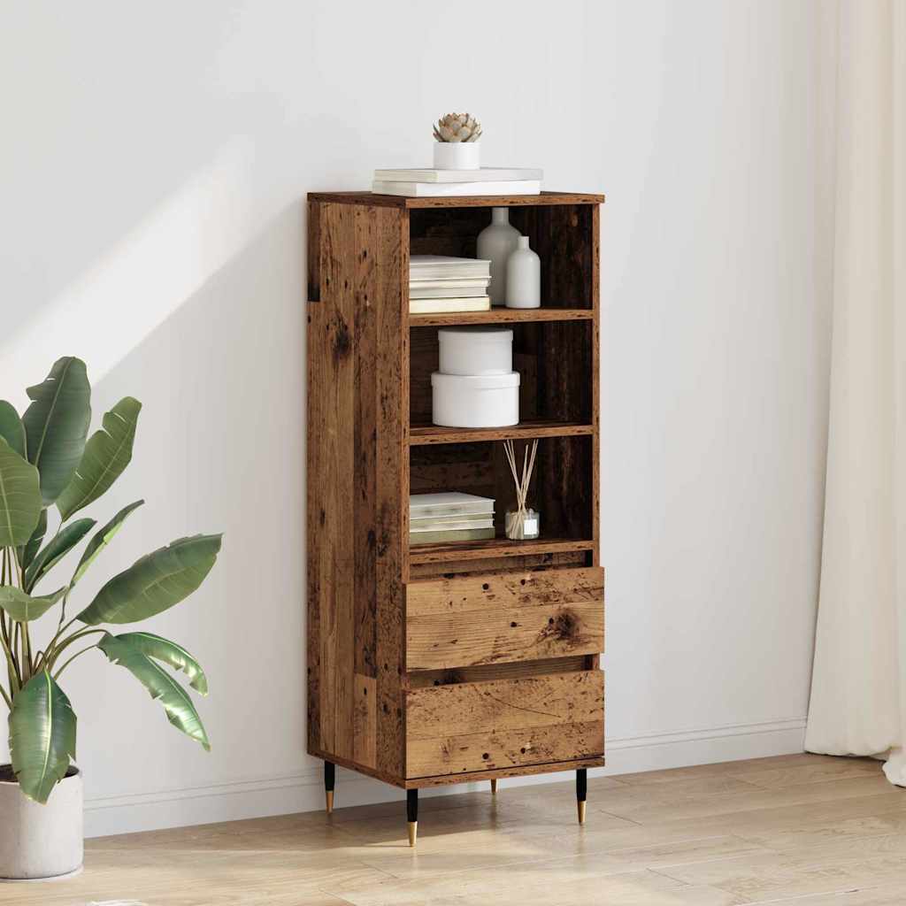 Highboard met lade Oud Hout 40 x 36 x 110 cm Bewerkt hout is nu te koop bij PeponiXL, paradijselijk wonen!