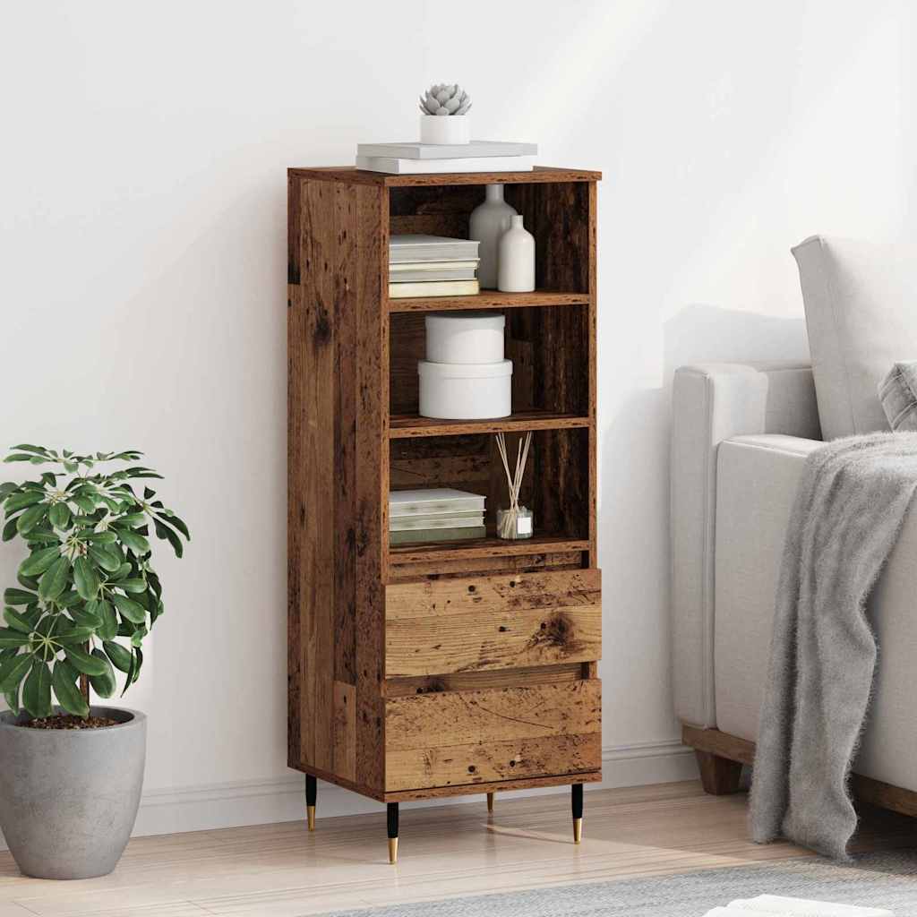 Highboard met lade Oud Hout 40 x 36 x 110 cm Bewerkt hout is nu te koop bij PeponiXL, paradijselijk wonen!
