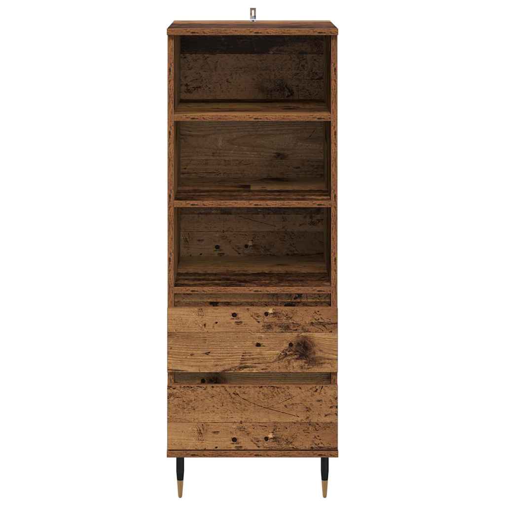 Highboard met lade Oud Hout 40 x 36 x 110 cm Bewerkt hout is nu te koop bij PeponiXL, paradijselijk wonen!