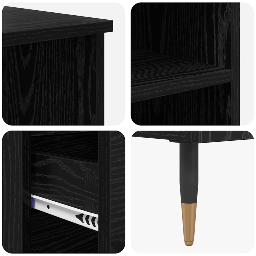 Highboard met lade Zwart Eiken 40 x 36 x 110 cm Bewerkt hout is nu te koop bij PeponiXL, paradijselijk wonen!