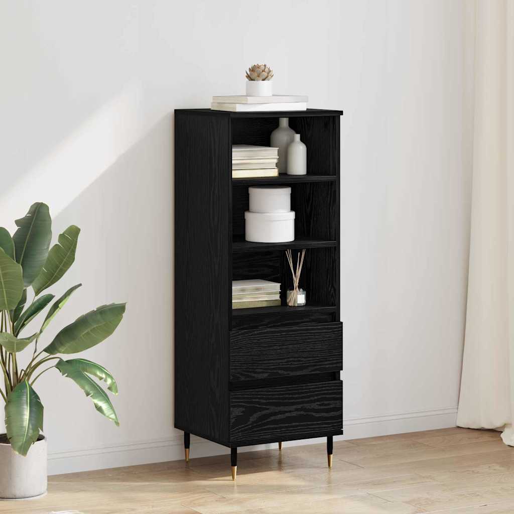 Highboard met lade Zwart Eiken 40 x 36 x 110 cm Bewerkt hout is nu te koop bij PeponiXL, paradijselijk wonen!