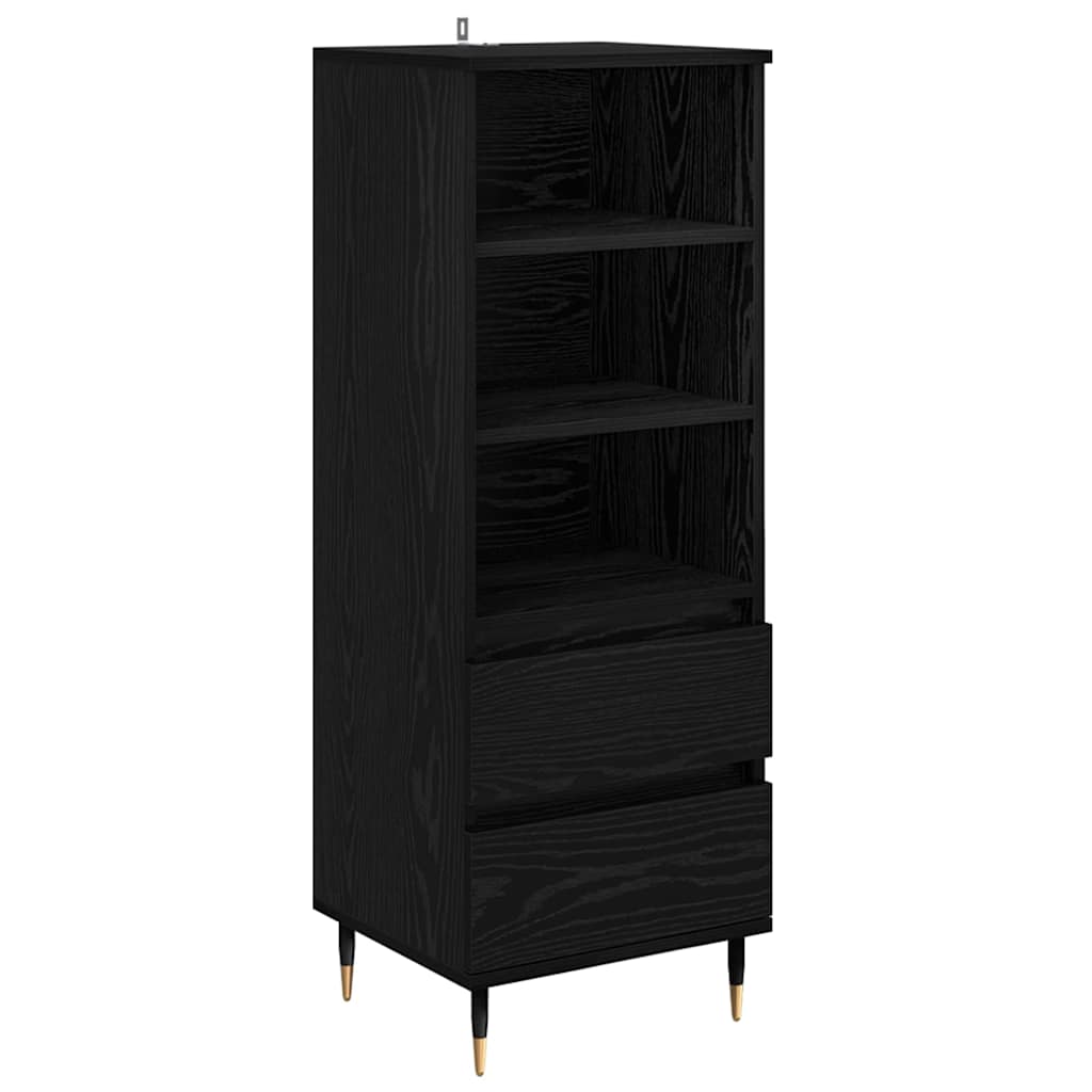 Highboard met lade Zwart Eiken 40 x 36 x 110 cm Bewerkt hout is nu te koop bij PeponiXL, paradijselijk wonen!