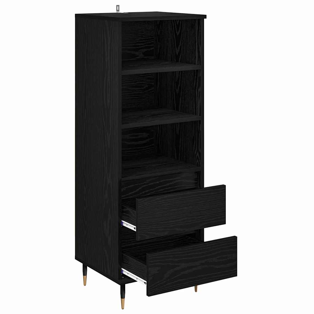 Highboard met lade Zwart Eiken 40 x 36 x 110 cm Bewerkt hout is nu te koop bij PeponiXL, paradijselijk wonen!
