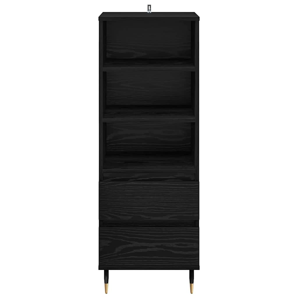 Highboard met lade Zwart Eiken 40 x 36 x 110 cm Bewerkt hout is nu te koop bij PeponiXL, paradijselijk wonen!