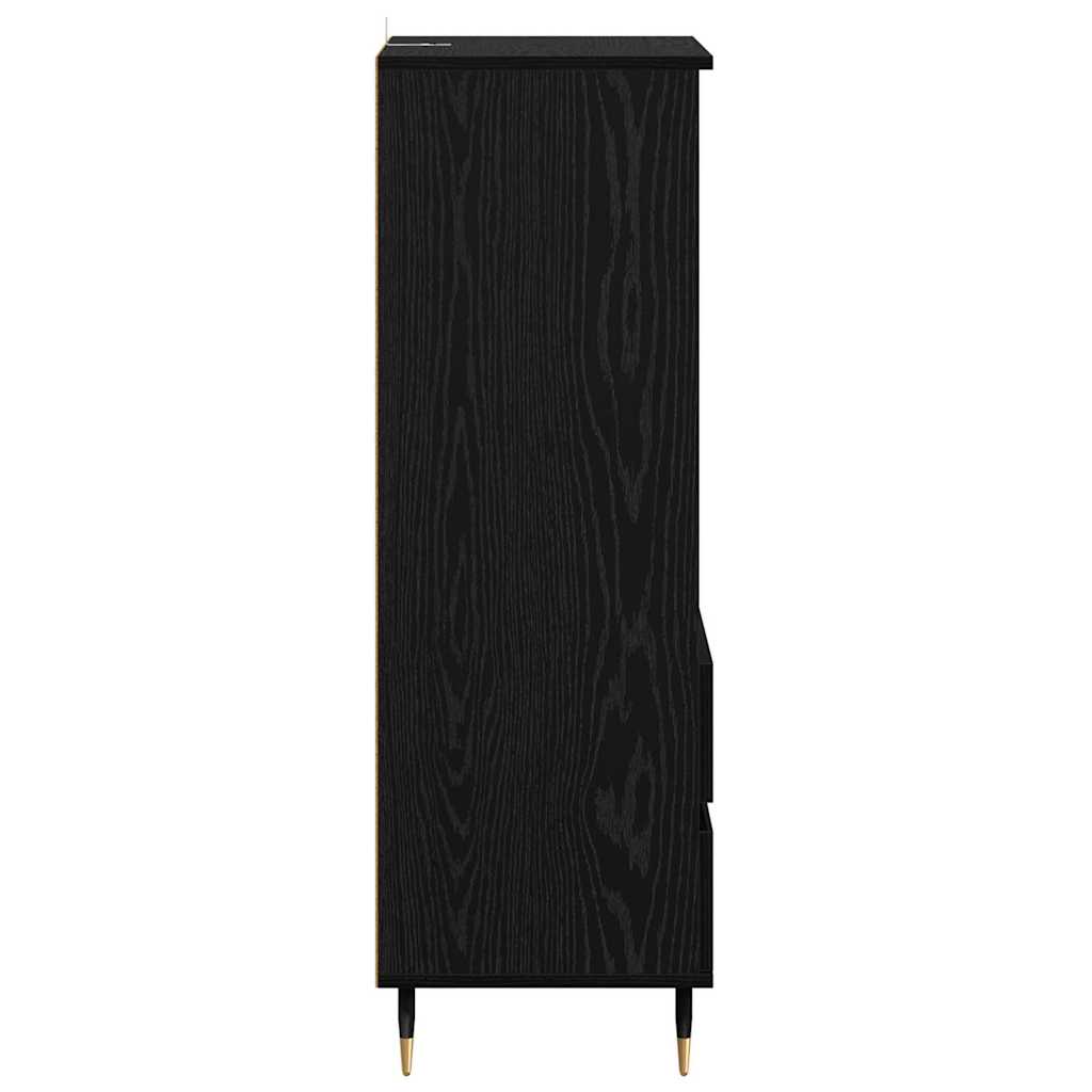 Highboard met lade Zwart Eiken 40 x 36 x 110 cm Bewerkt hout is nu te koop bij PeponiXL, paradijselijk wonen!