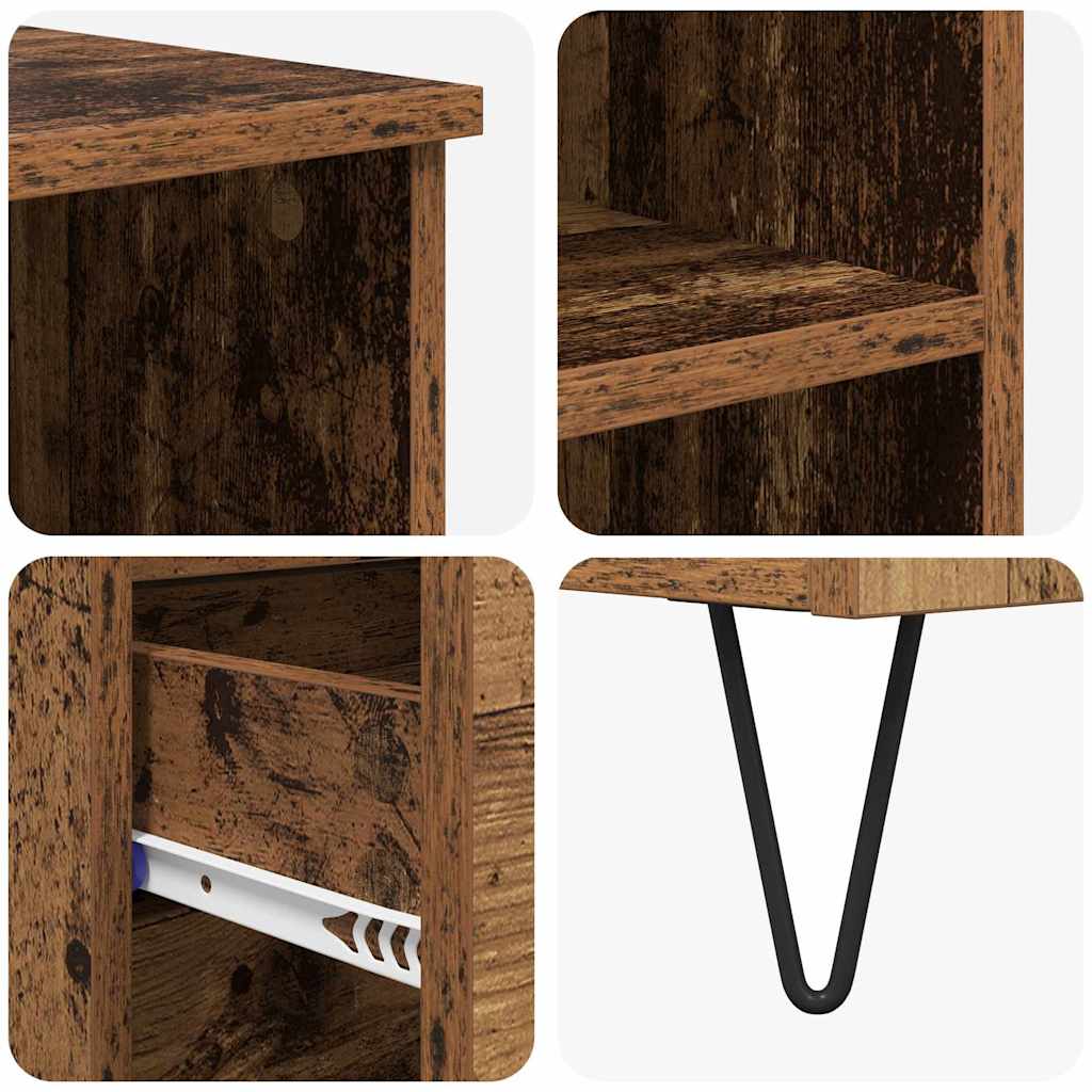Highboard met lade Oud Hout 40 x 36 x 110 cm Bewerkt hout is nu te koop bij PeponiXL, paradijselijk wonen!