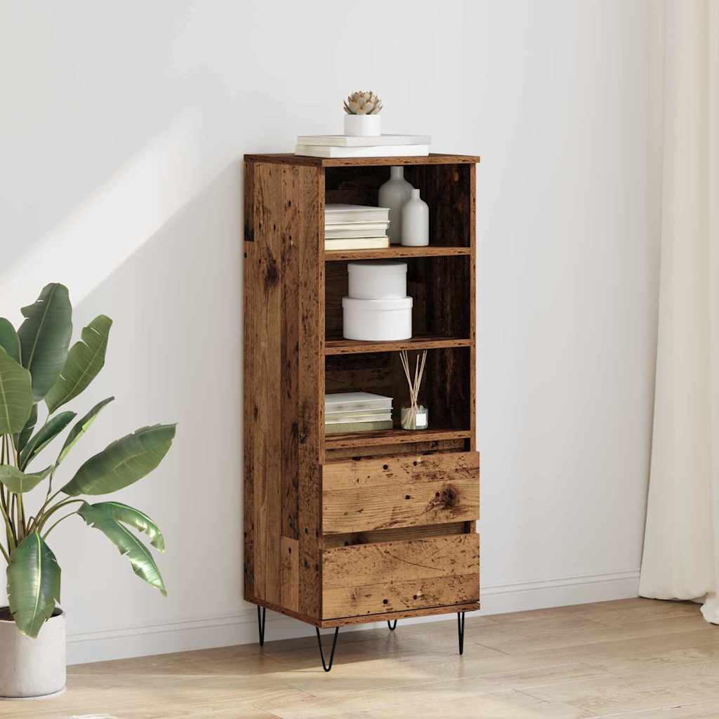 Highboard met lade Oud Hout 40 x 36 x 110 cm Bewerkt hout is nu te koop bij PeponiXL, paradijselijk wonen!