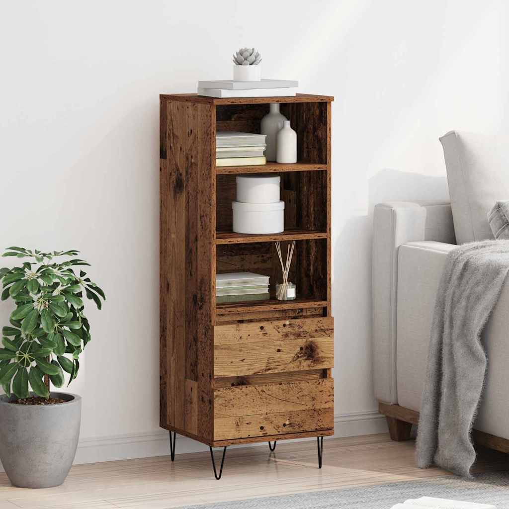 Highboard met lade Oud Hout 40 x 36 x 110 cm Bewerkt hout is nu te koop bij PeponiXL, paradijselijk wonen!